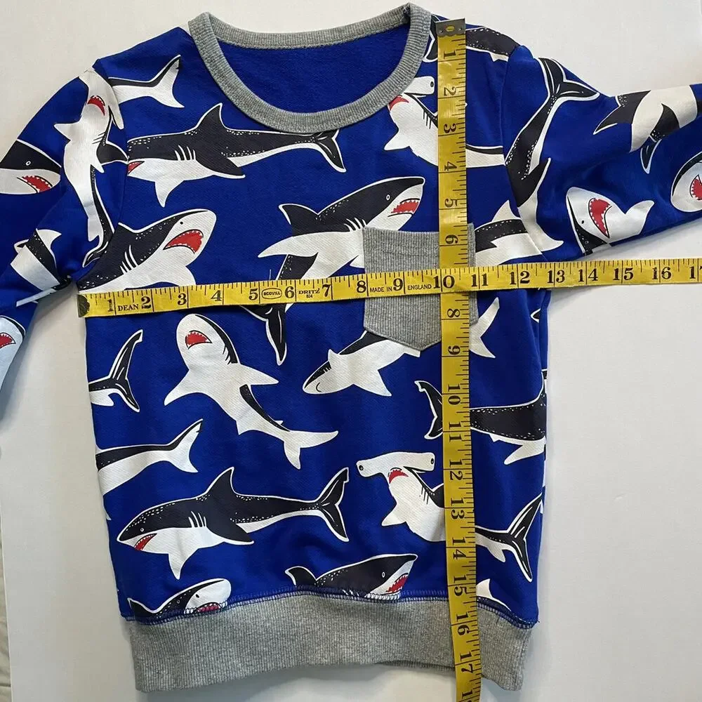 Shark Cotton Crewneck Pullover Pocket Sweatshirt Size 5T/120